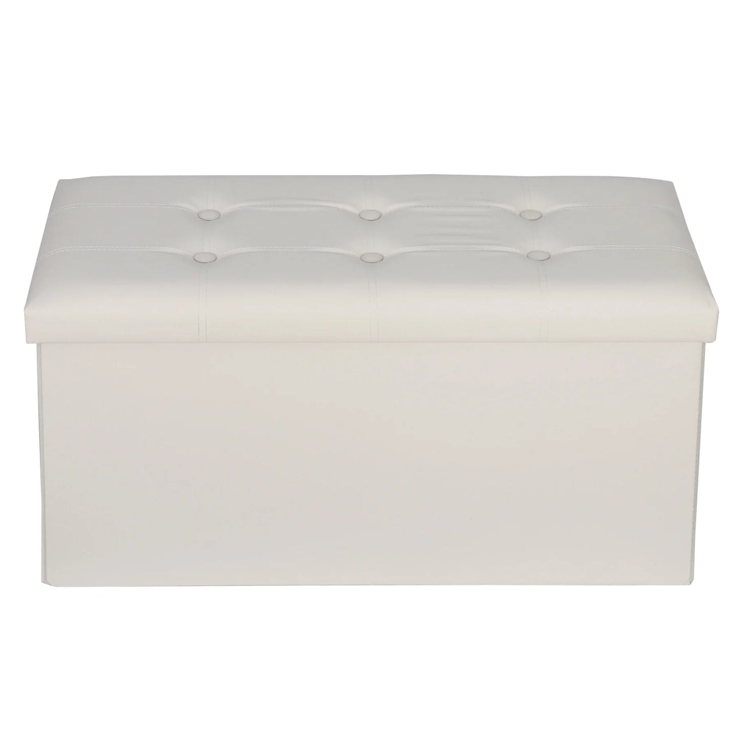 30" Ottoman Storage Bench Folding Footrest Stool Sponge Padded Seat W/ Lid White
