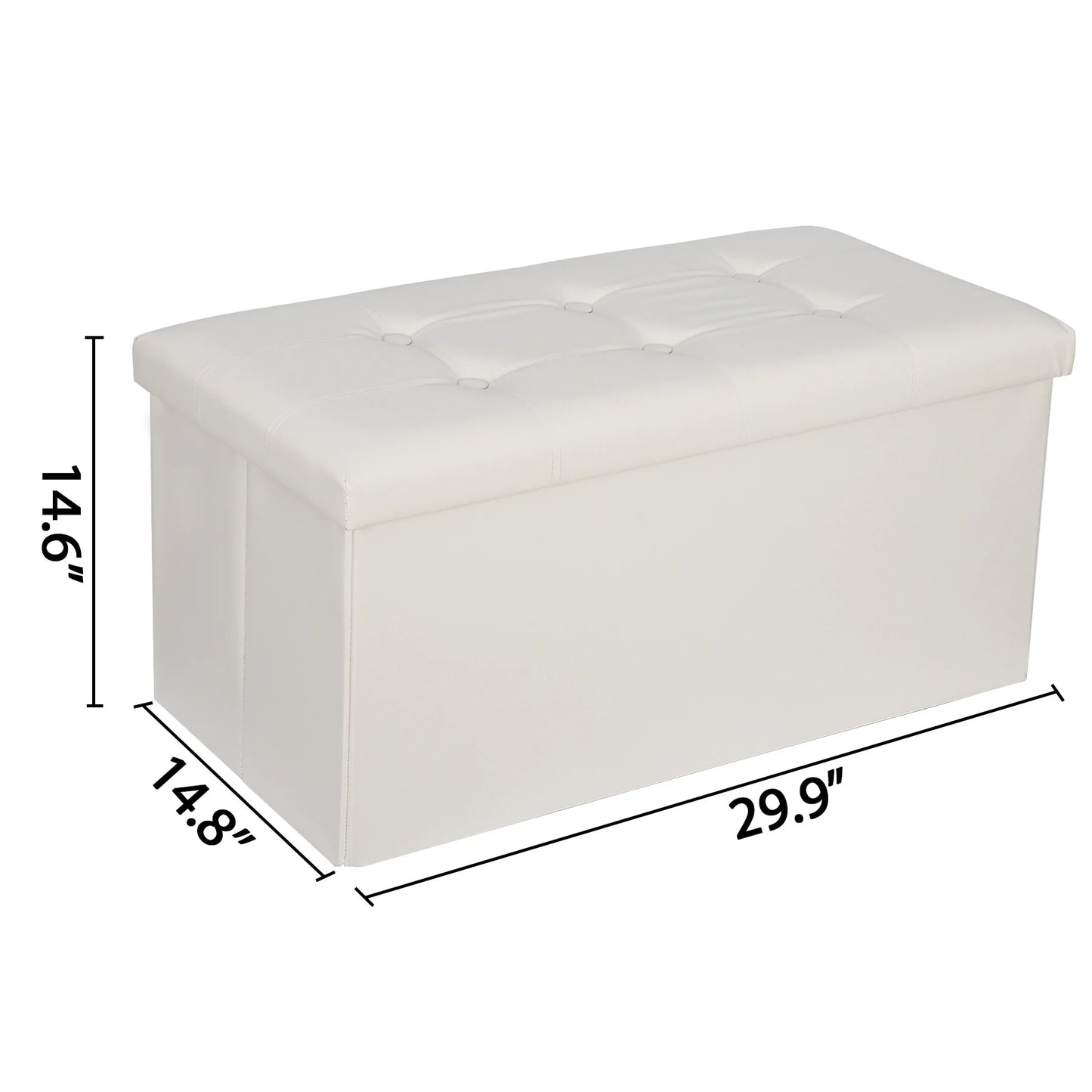 30" Ottoman Storage Bench Folding Footrest Stool Sponge Padded Seat W/ Lid White