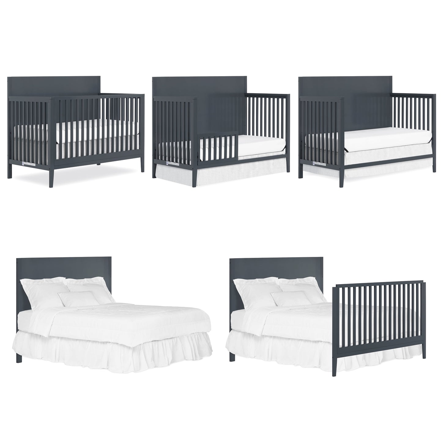 Sedona 3-In-1 Convertible Crib, New Zealand Pinewood, Non-Toxic Finish, Carbon