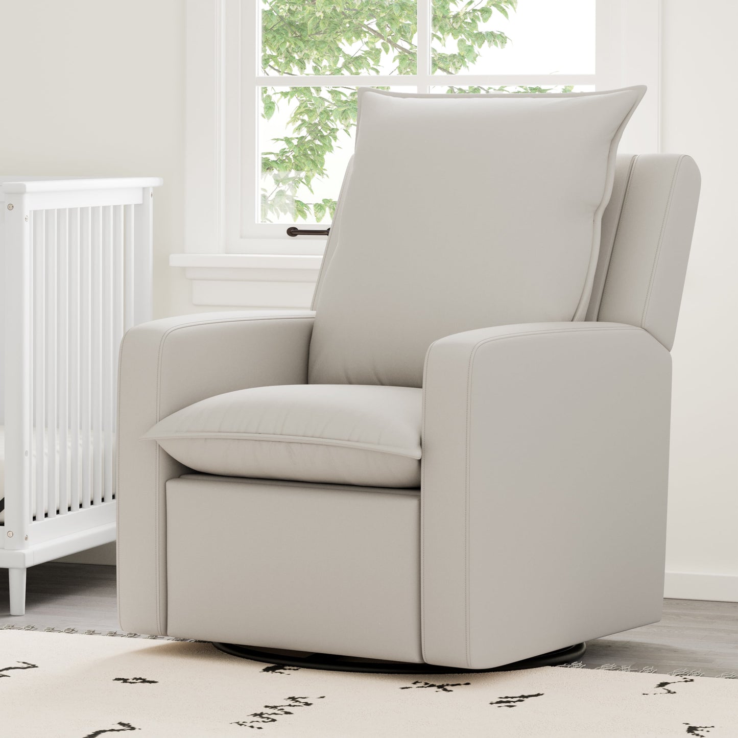Stork Craft USA Timeless Polyurethane Recline Glider with USB in Ivory in Beige