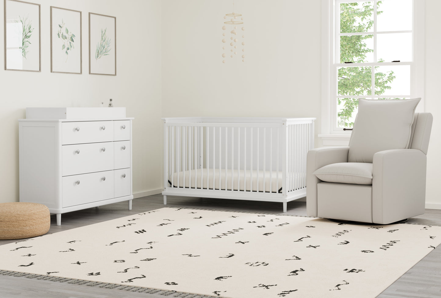 Stork Craft USA Timeless Polyurethane Recline Glider with USB in Ivory in Beige