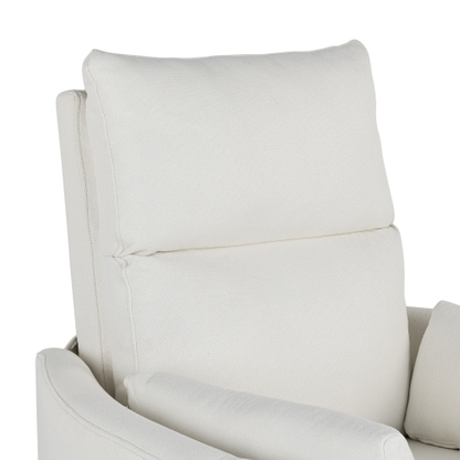 Upholstered Swivel Recliner Manual Rocker Recliner Chair Baby Nursery Chair with Two Removable Pillows for Living Room