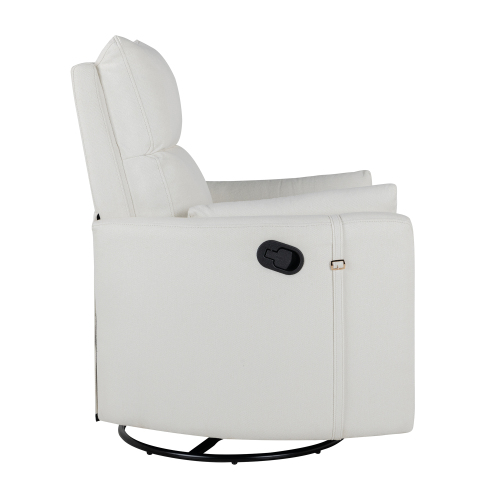 Upholstered Swivel Recliner Manual Rocker Recliner Chair Baby Nursery Chair with Two Removable Pillows for Living Room