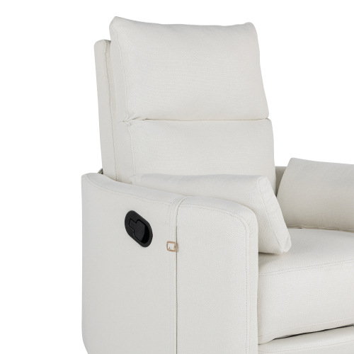 Upholstered Swivel Recliner Manual Rocker Recliner Chair Baby Nursery Chair with Two Removable Pillows for Living Room