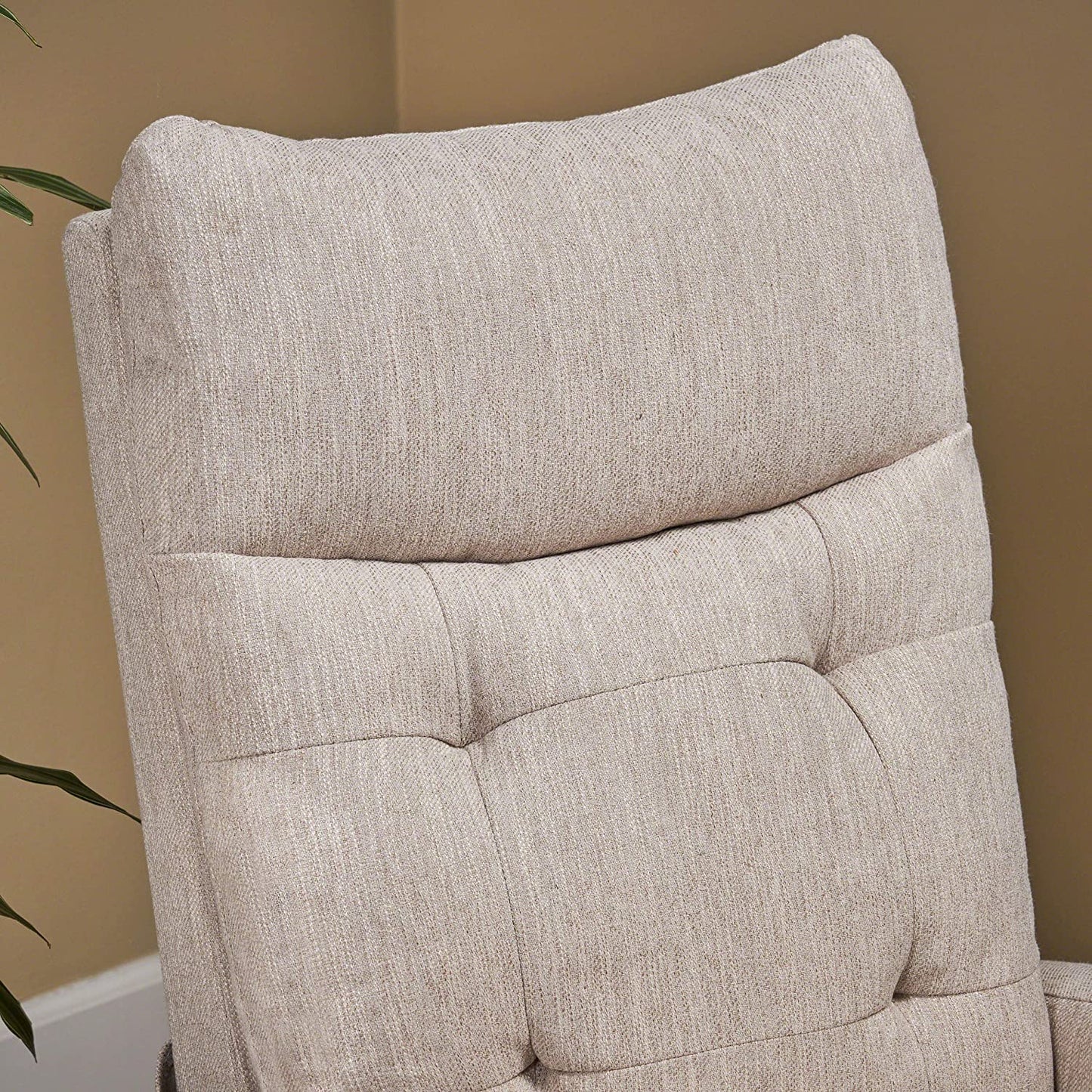Christopher Knight Home Ishtar Glider Swivel Push Back Nursery Recliner, 35.75D X 25W X 39H In, Beige, Black