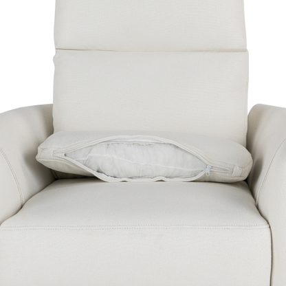 Upholstered Swivel Recliner Manual Rocker Recliner Chair Baby Nursery Chair with Two Removable Pillows for Living Room