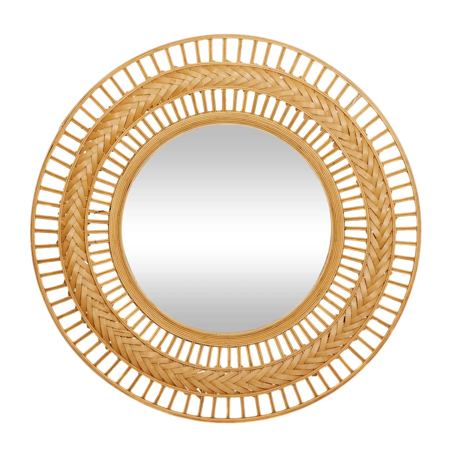 36" X 36" Brown Handmade Open Frame Woven Wall Mirror