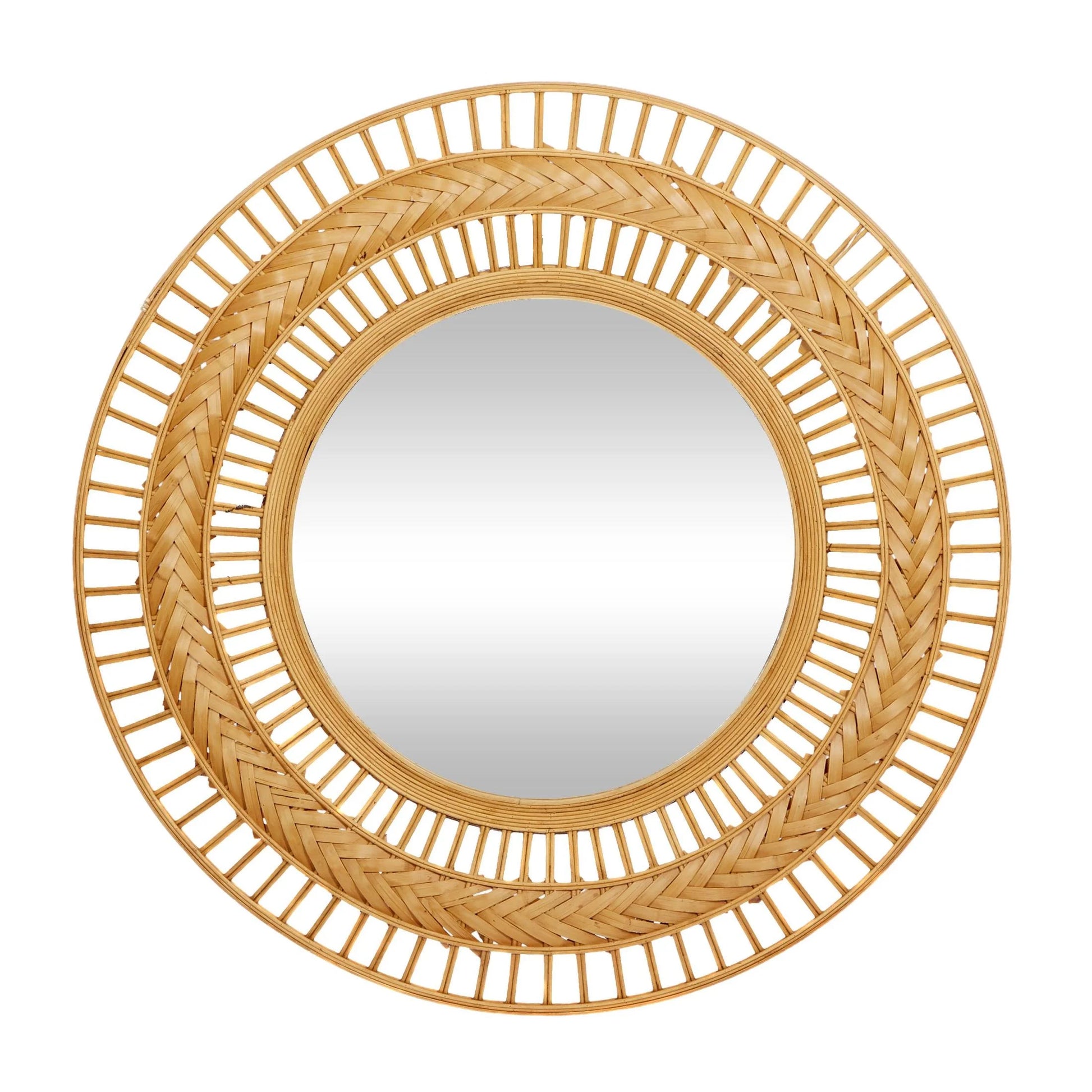 36" X 36" Brown Handmade Open Frame Woven Wall Mirror