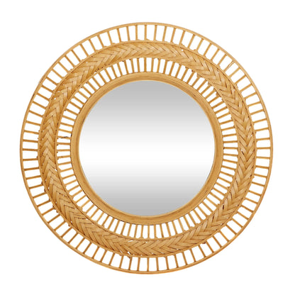 36" X 36" Brown Handmade Open Frame Woven Wall Mirror