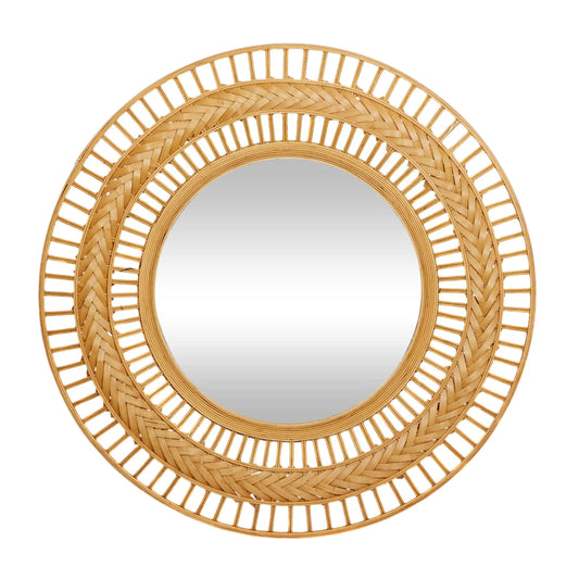 36" X 36" Brown Handmade Open Frame Woven Wall Mirror