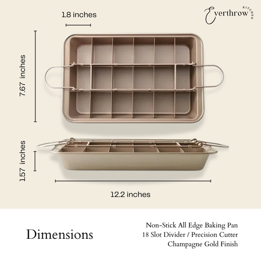 Everthrow Signature Non-Stick Baking Pan with Removable Divider (Yields 18 Even Brownies)