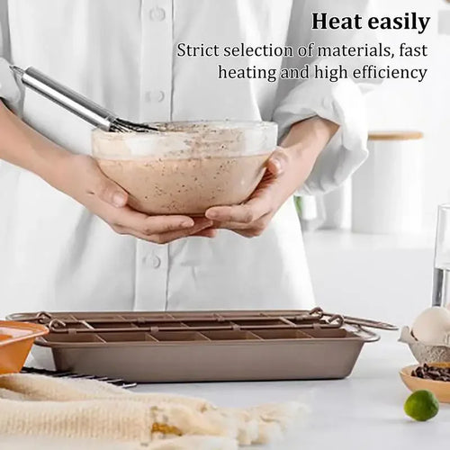 Signature Nonstick Brownie Pan: Gold Baking Pan with Removable Divider for 18 Pre-Sliced All-Edge Brownies