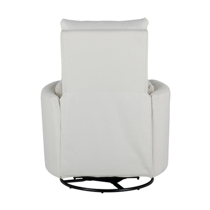 Upholstered Swivel Recliner Manual Rocker Recliner Chair Baby Nursery Chair with Two Removable Pillows for Living Room
