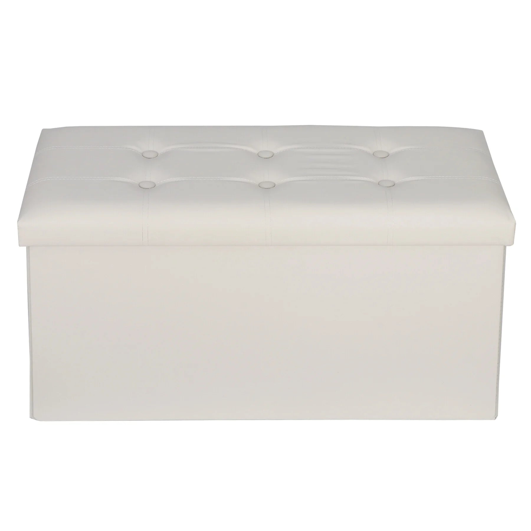 30" Ottoman Storage Bench Folding Footrest Stool Sponge Padded Seat W/ Lid White