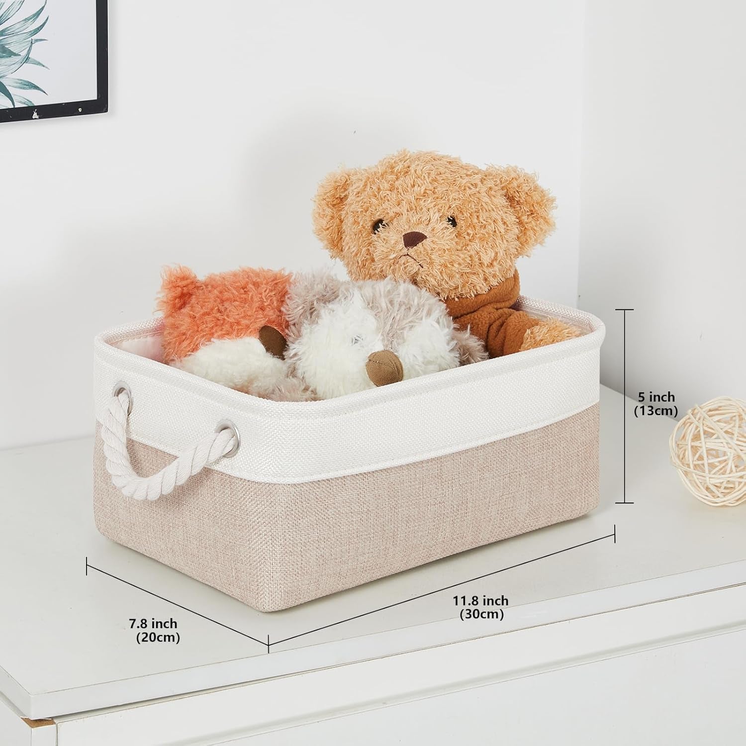 Small Baskets Fabric Storage [6 Pack] Beige Storage Bins 11.8 X 7.8 X 5 Inches Empty Gift Basket Decorative Storage Baskets for Shelves, Baby Clothes Storage, Bathroom(White&Beige)