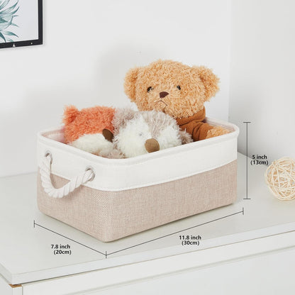Small Baskets Fabric Storage [6 Pack] Beige Storage Bins 11.8 X 7.8 X 5 Inches Empty Gift Basket Decorative Storage Baskets for Shelves, Baby Clothes Storage, Bathroom(White&Beige)