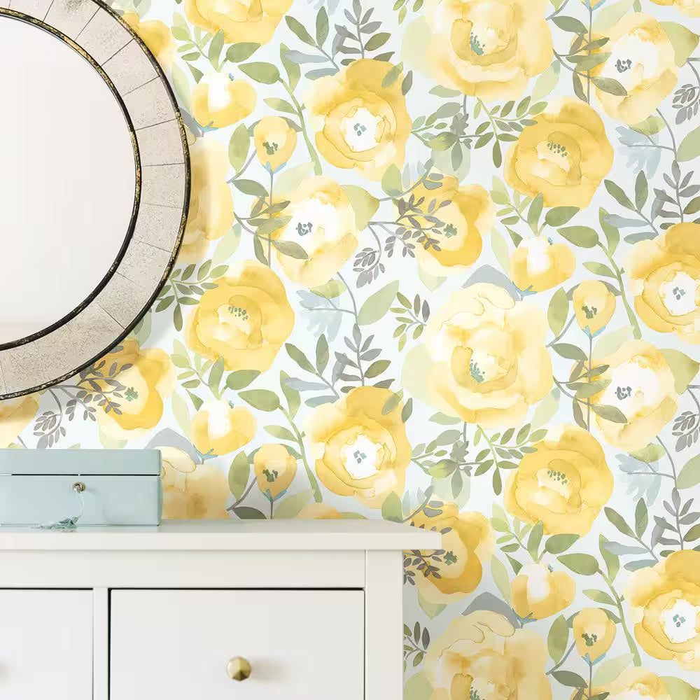 Peachy Keen Yellow or Pink Vinyl Peel & Stick Wallpaper Roll 18 ft x 20.5 in (Covers 30.75 Sq. Ft.)