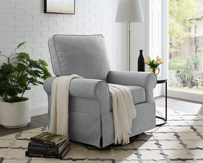 Natalie Upholstered Swivel Glider, Gray Fabric