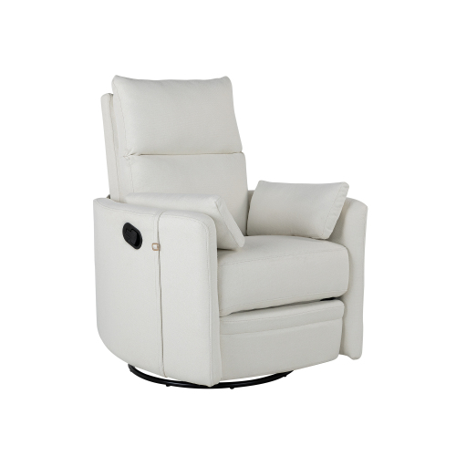 Upholstered Swivel Recliner Manual Rocker Recliner Chair Baby Nursery Chair with Two Removable Pillows for Living Room