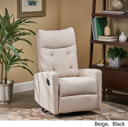 Christopher Knight Home Ishtar Glider Swivel Push Back Nursery Recliner, 35.75D X 25W X 39H In, Beige, Black