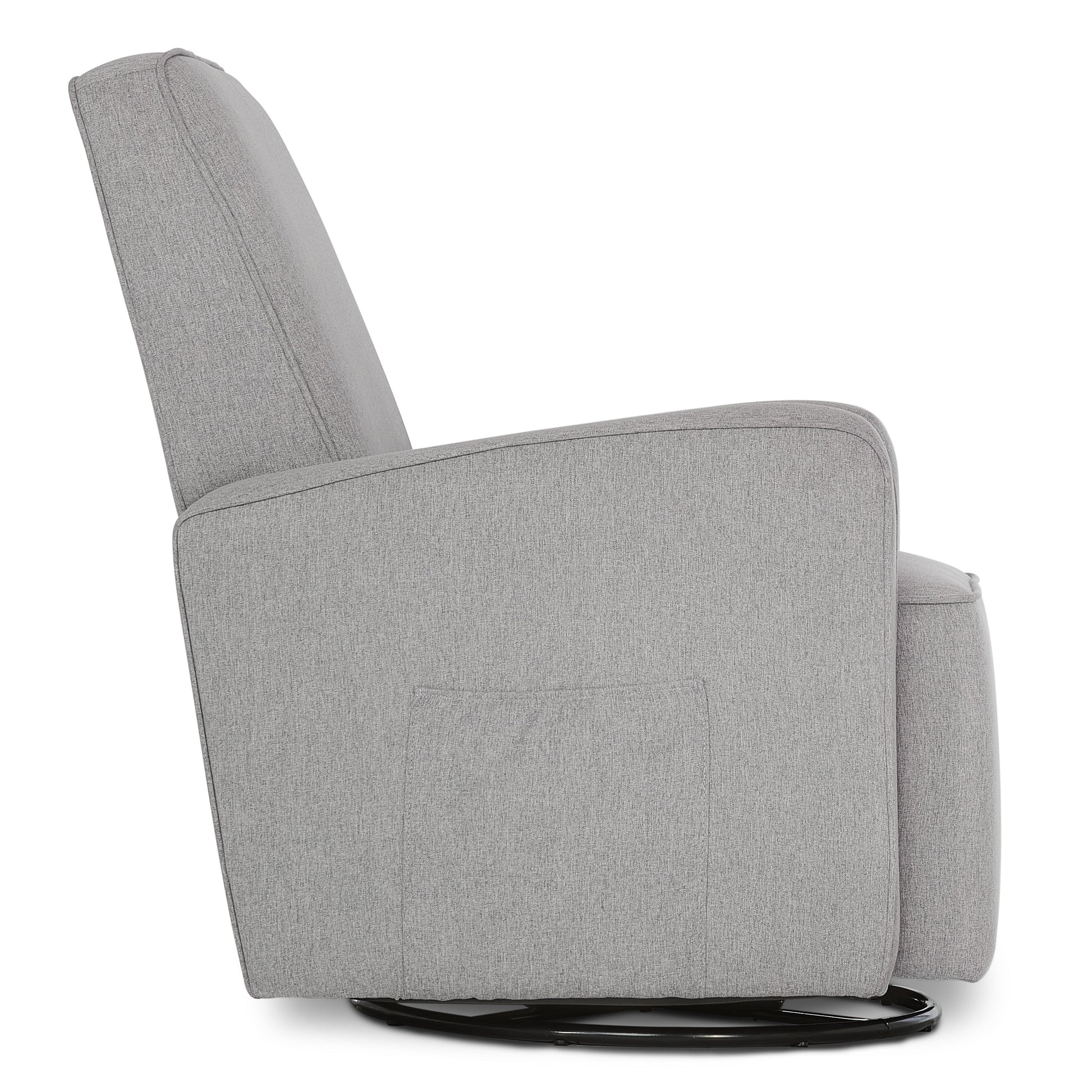 Holland Upholstered Swivel Glider | Rocker I Included Lumbar Pillow I Modern Design, Luxe Grey