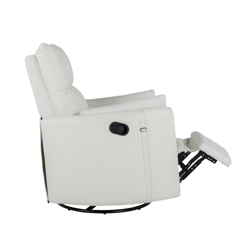 Upholstered Swivel Recliner Manual Rocker Recliner Chair Baby Nursery Chair with Two Removable Pillows for Living Room
