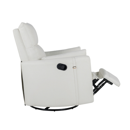 Upholstered Swivel Recliner Manual Rocker Recliner Chair Baby Nursery Chair with Two Removable Pillows for Living Room