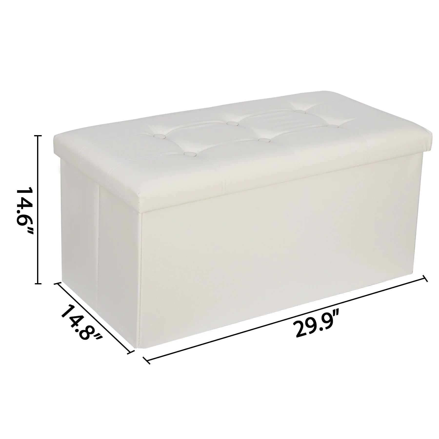 30" Ottoman Storage Bench Folding Footrest Stool Sponge Padded Seat W/ Lid White
