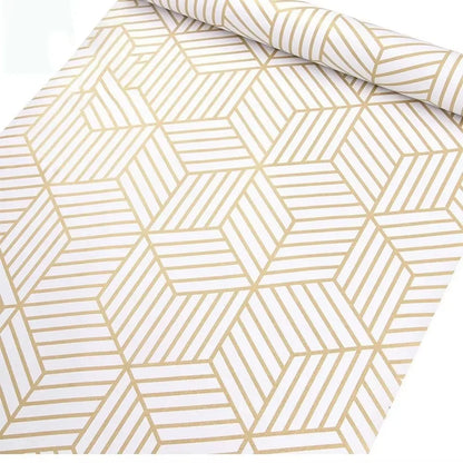 45Cm (17.7 inches) Peel and Stick Decorative Wall Paper Wall Sticker in Gold and White Geometry