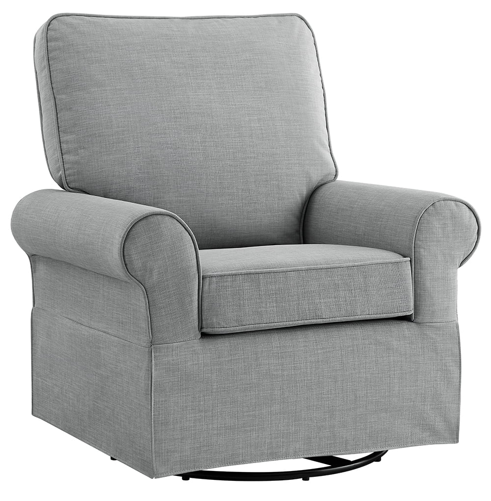 Natalie Upholstered Swivel Glider, Gray Fabric