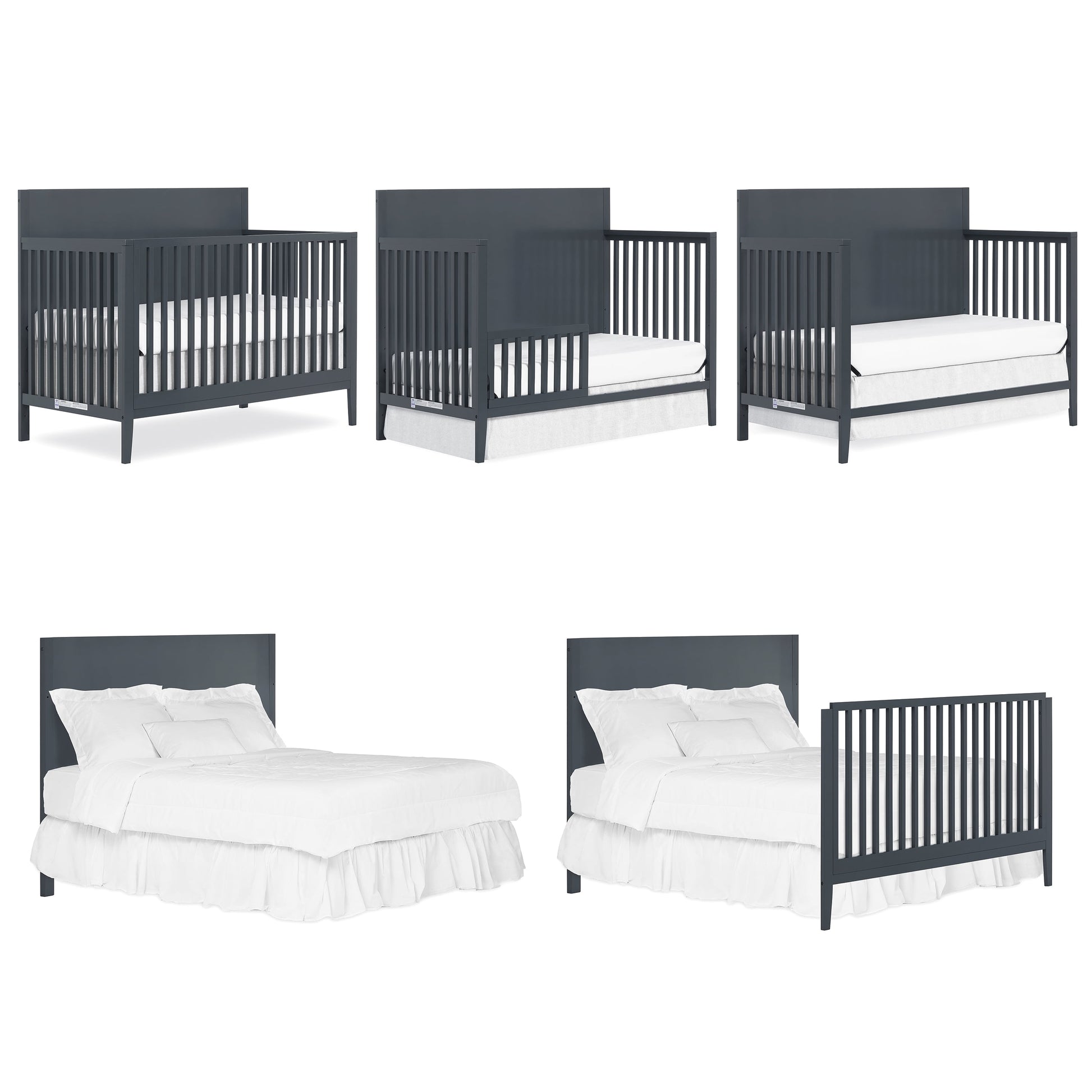 Sedona 3-In-1 Convertible Crib, New Zealand Pinewood, Non-Toxic Finish, Carbon