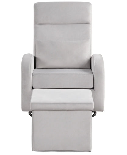 Sonia Upholstered Swivel Glider W/ Storage Ottoman, Grey