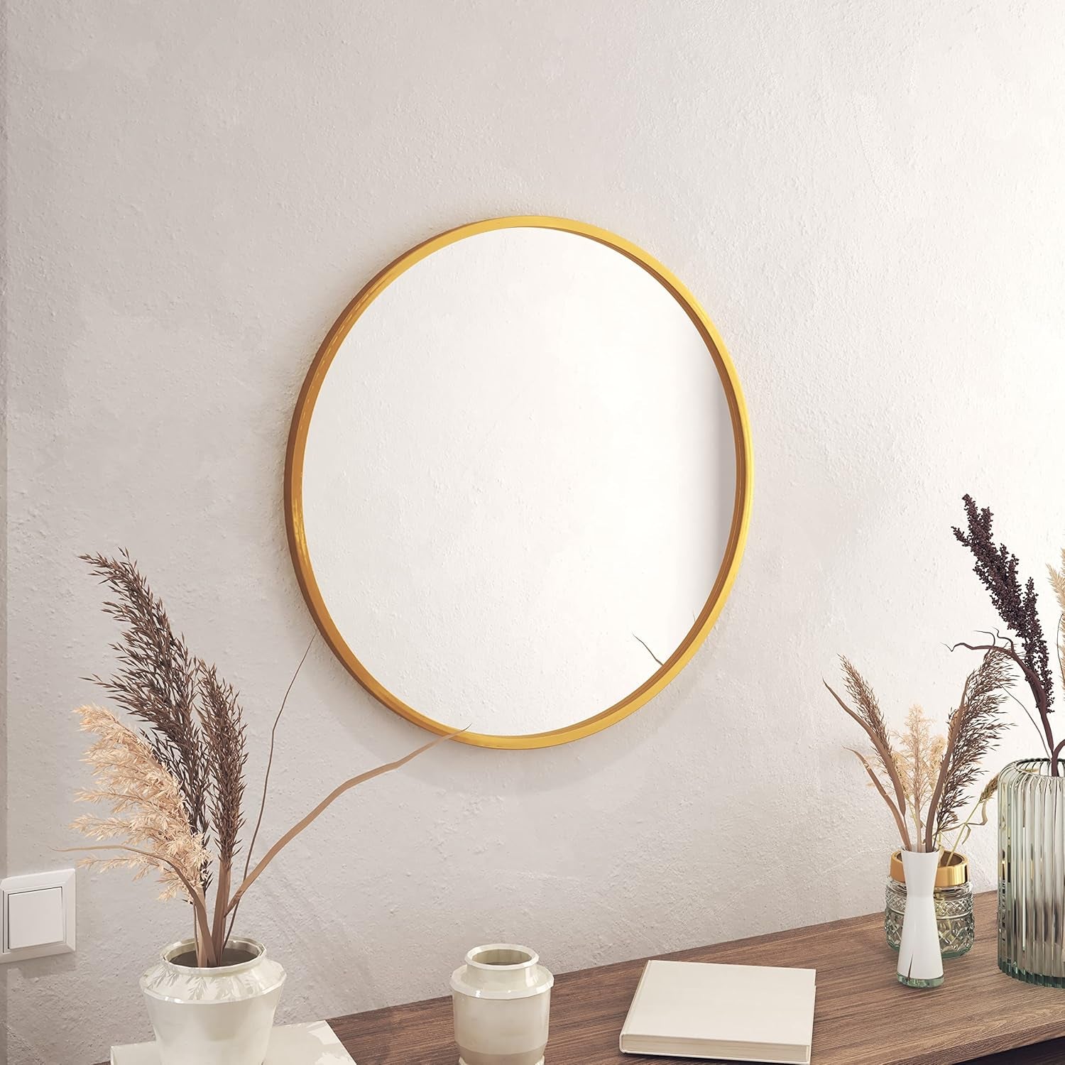 Gold Circle Wall Mirror 24 Inch round Wall Mirror for Entryways, Washrooms, Living Rooms and More (Gold, 24")