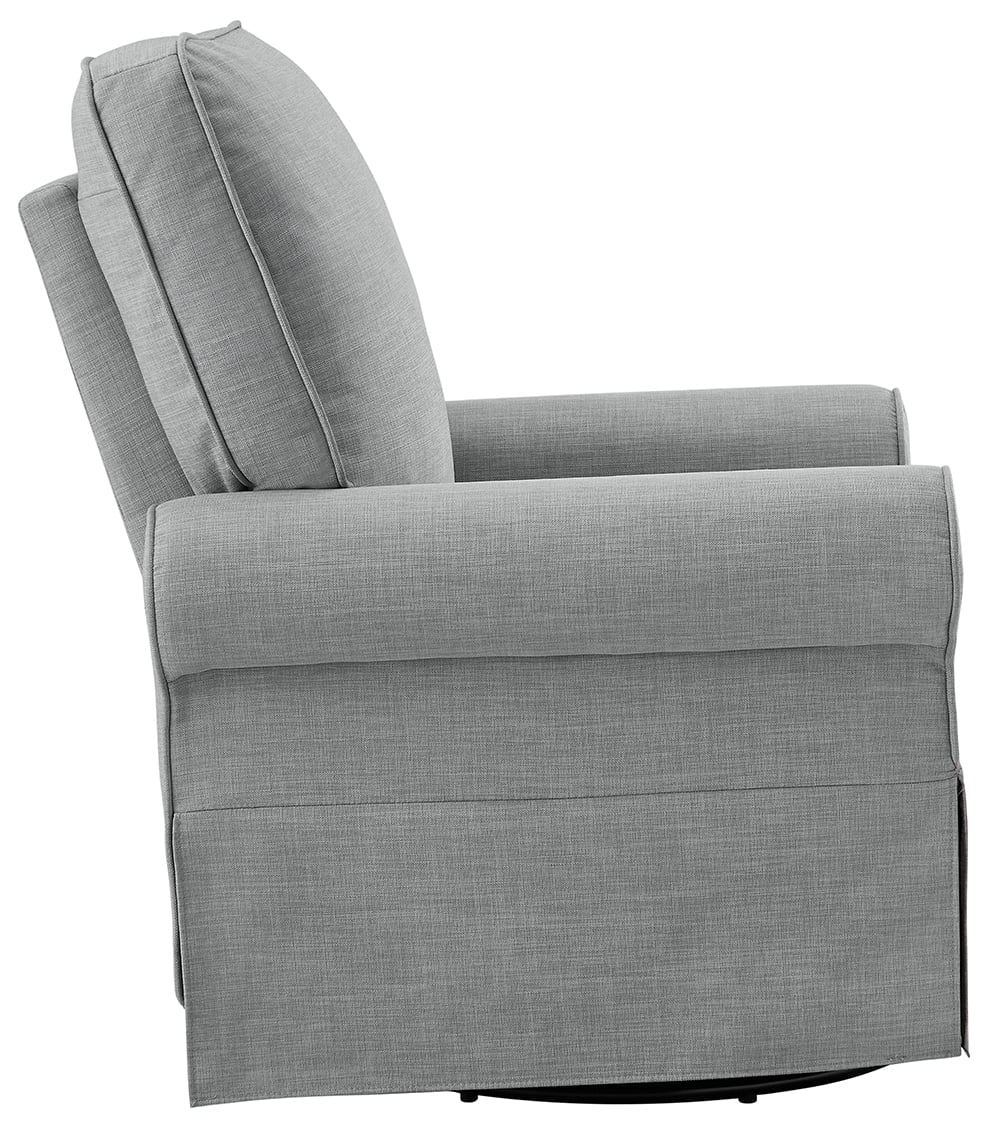 Natalie Upholstered Swivel Glider, Gray Fabric