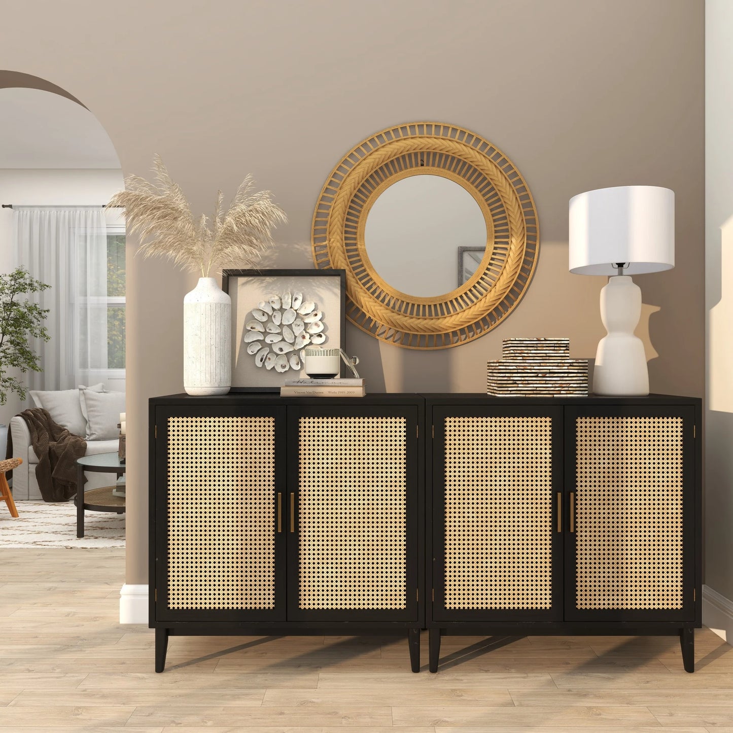 36" X 36" Brown Handmade Open Frame Woven Wall Mirror