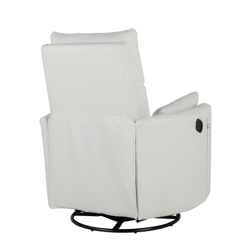 Upholstered Swivel Recliner Manual Rocker Recliner Chair Baby Nursery Chair with Two Removable Pillows for Living Room