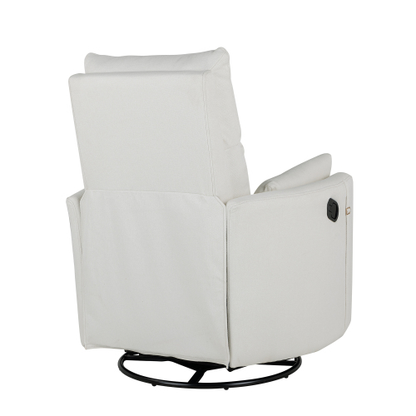 Upholstered Swivel Recliner Manual Rocker Recliner Chair Baby Nursery Chair with Two Removable Pillows for Living Room