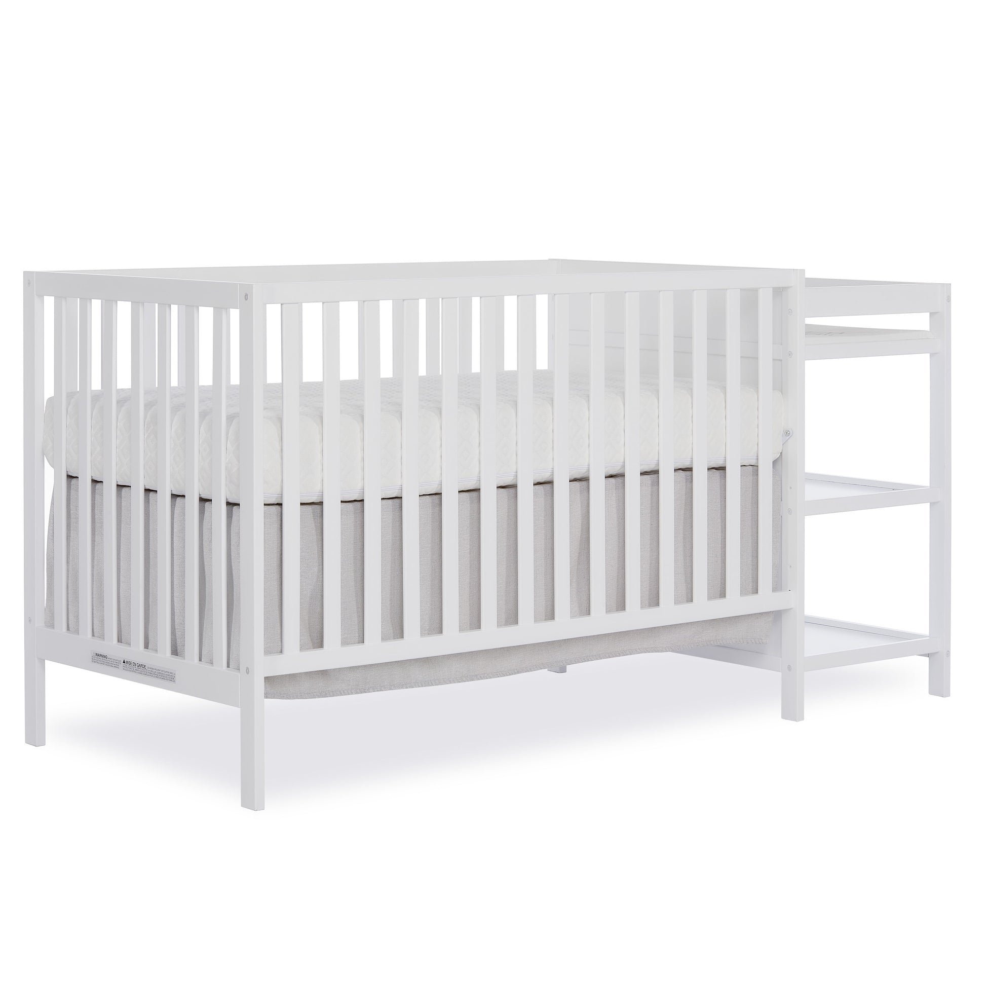 Synergy Convertible Baby Crib and Changer in White with Detachable Changing Table