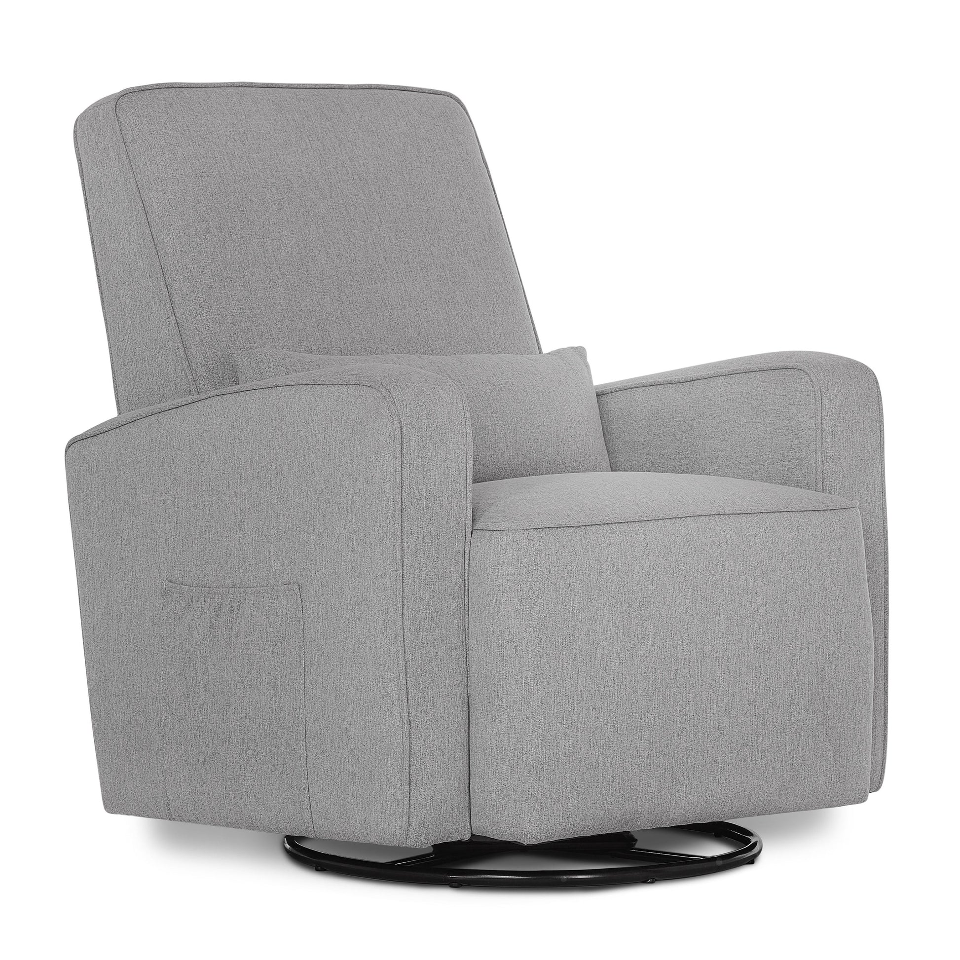 Holland Upholstered Swivel Glider | Rocker I Included Lumbar Pillow I Modern Design, Luxe Grey
