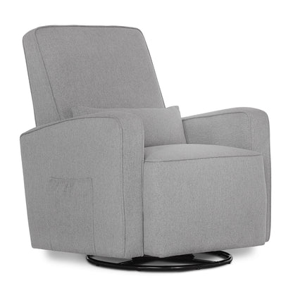 Holland Upholstered Swivel Glider | Rocker I Included Lumbar Pillow I Modern Design, Luxe Grey