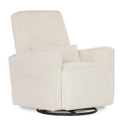 Holland Upholstered Swivel Glider | Rocker I Included Lumbar Pillow I Modern Design, Luxe Grey