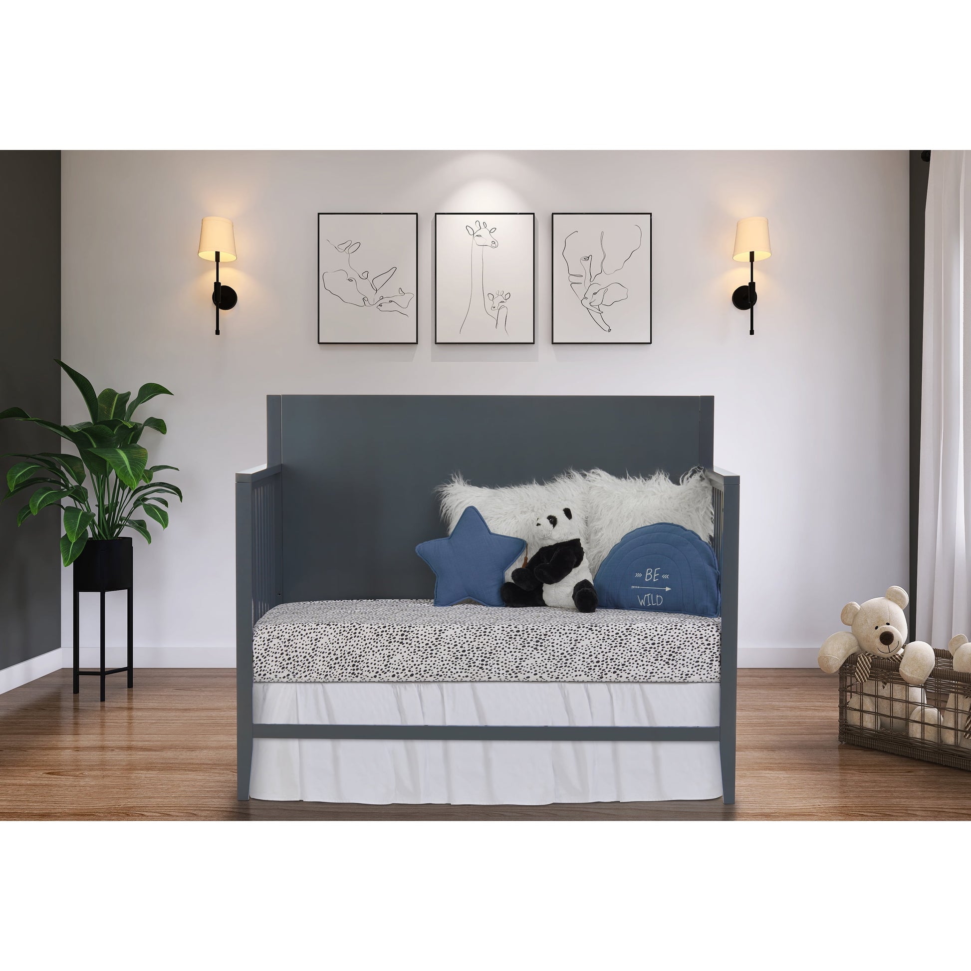 Sedona 3-In-1 Convertible Crib, New Zealand Pinewood, Non-Toxic Finish, Carbon