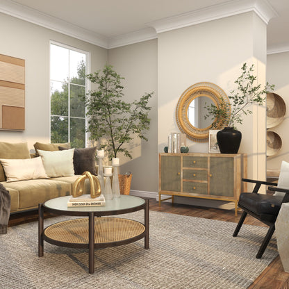 36" X 36" Brown Handmade Open Frame Woven Wall Mirror