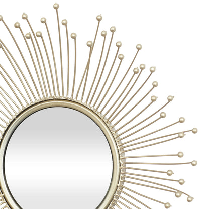 16", 15", 12"D Gold Starburst Wall Mirror, Set of 3
