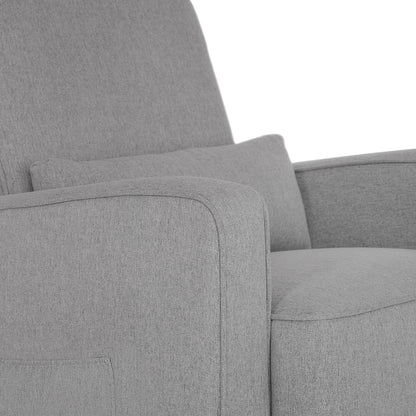 Holland Upholstered Swivel Glider | Rocker I Included Lumbar Pillow I Modern Design, Luxe Grey