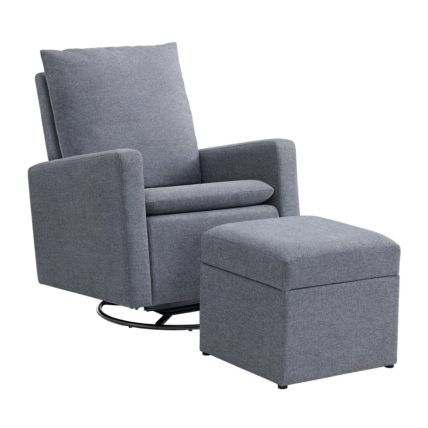 Everlee Upholstered Glider/Ottoman, Dark Gray