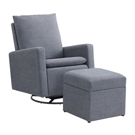 Everlee Upholstered Glider/Ottoman, Dark Gray