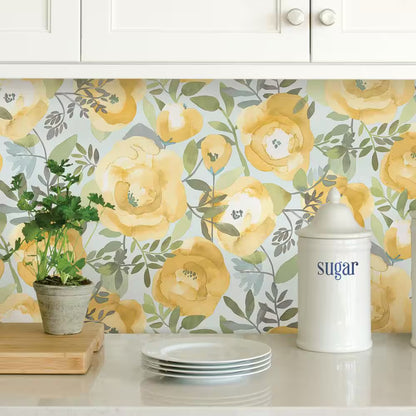 Peachy Keen Yellow or Pink Vinyl Peel & Stick Wallpaper Roll 18 ft x 20.5 in (Covers 30.75 Sq. Ft.)