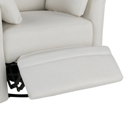 Upholstered Swivel Recliner Manual Rocker Recliner Chair Baby Nursery Chair with Two Removable Pillows for Living Room