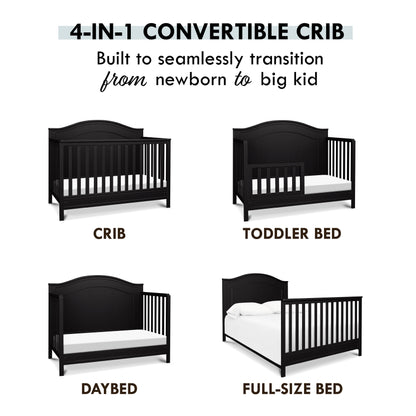Charlie 4-In-1 Convertible Crib, Greenguard Gold Certified, Ebony